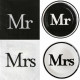 60 delige set bordjes en servetten Mr & Mrs zwart/wit