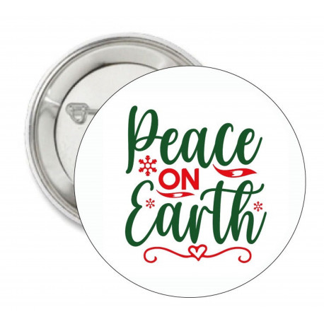 Kerst button of (kleding)magneet Peace on Earth met of zonder eigen tekst