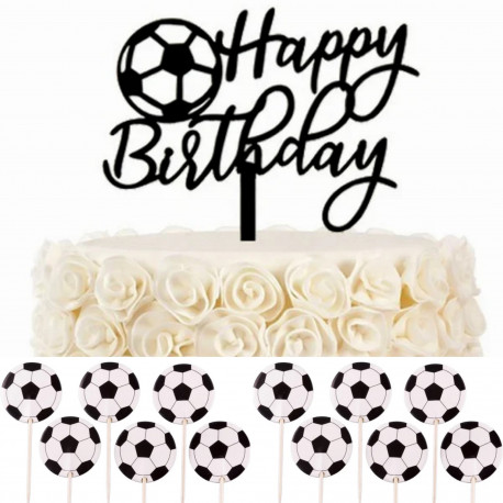 Voetbal taart topper en cupcake set