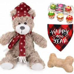 Honden kerst pakket met knuffels, bandana en cupcakes