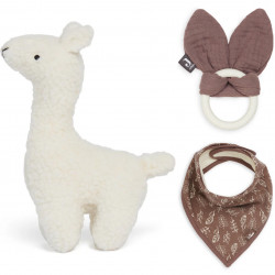 Baby cadeauset Lama knuffel off-white met slab en bijtring