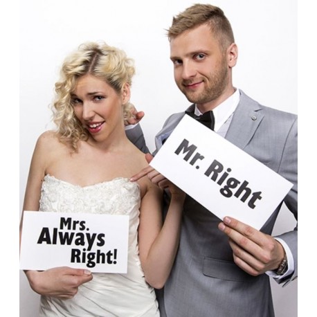 Funny cards Mr. Right and Mrs. Always Right