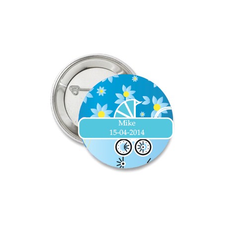 Button Taking a Walk blauw met eigen tekst