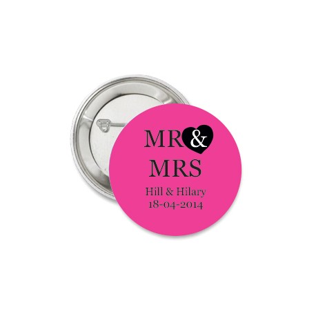 Button Mr & Mrs roze