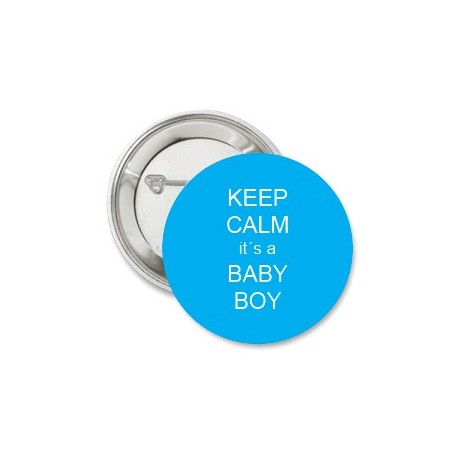 Button Blauw met Keep Calm of eigen tekst