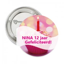 Button Cupcake met eigen tekst