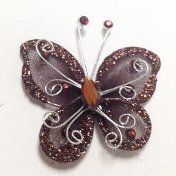 Letterlijk en figuurlijk schitterende organza vlinder met metaaldraad langs de randen bruin
