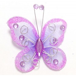 Letterlijk en figuurlijk schitterende organza vlinder met metaaldraad langs de randen lavendel
