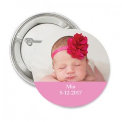 Button Lolliepop Baby licht roze met eigen tekst