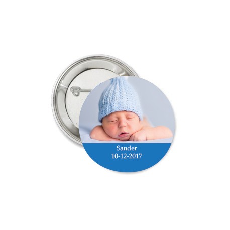 Button Lolliepop Baby donker blauw met eigen tekst en foto