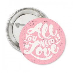 Button All You Need is Love roze met wit