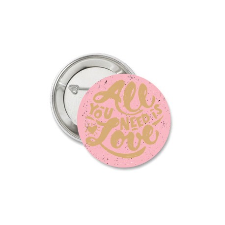 Button All You Need is Love roze met goud