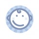 Button Happy baby face blue met ruimte voor een eigen tekst