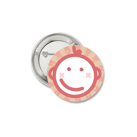 Button Happy baby face pink met ruimte voor een eigen tekst