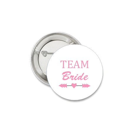 Button Team Bride Tribe of eigen tekst wit met roze tekst