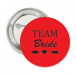 Button Team Bride Tribe of eigen tekst rood met zwarte tekst