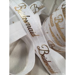 Elastische armband wit met gouden opdruk Bridesmaid