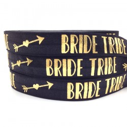Elastische armband zwart met gouden opdruk Bride Tribe
