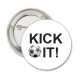 Button voetbal KICK IT wit